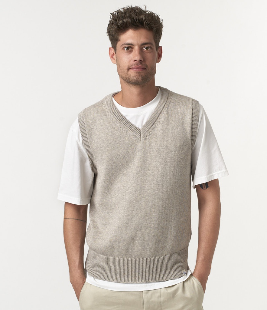CCVE02 men's vest, cotton cashmere blend, relaxed fit