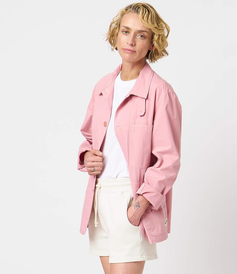 woman wearing pink jacket