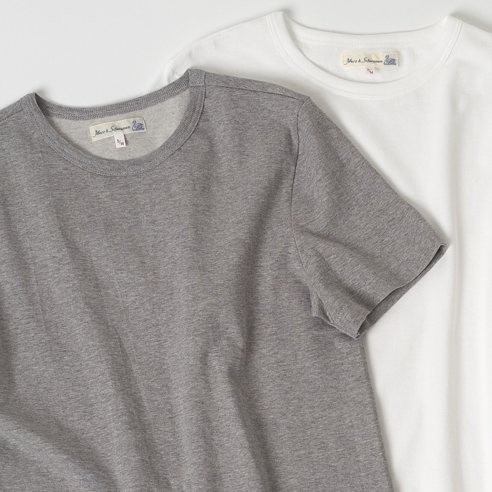 white t-shirt and grey t-shirt