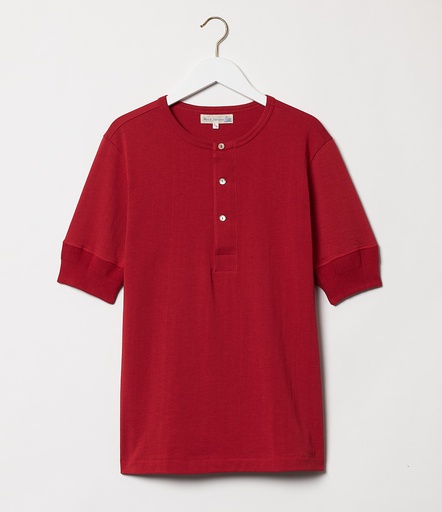 GOOD ORIGINALS | 207 men's loopwheeled henley, 7,2oz/sq.yd, classic fit  31 red