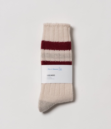 GOOD BASICS | RW04 unisex socks, recycled wool  0228 nature/dark red