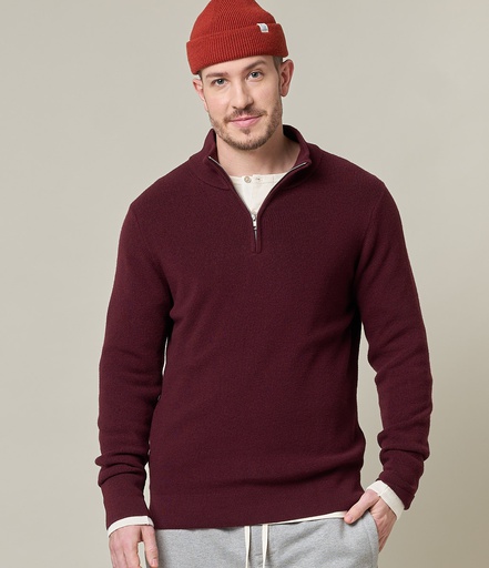 GOOD BASICS | MWZP04 men's pullover, ribbed structure, merino wool, classic fit  506 burgundy