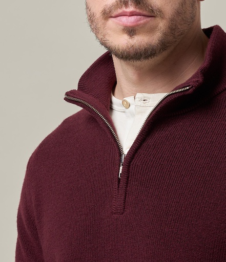 GOOD BASICS | MWZP04 men's pullover, ribbed structure, merino wool, classic fit  506 burgundy