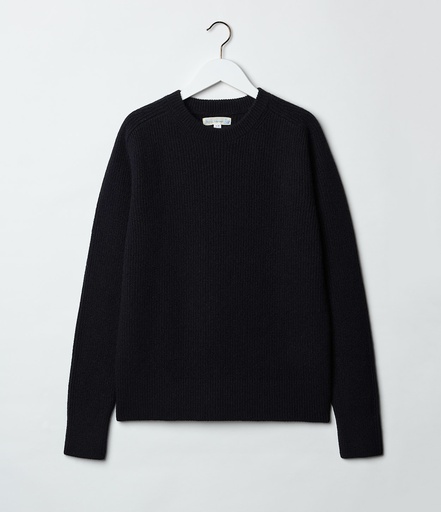 GOOD BASICS | LOCC02 men's crew pullover ribbed, merino cashmere blend, classic fit  99 deep black