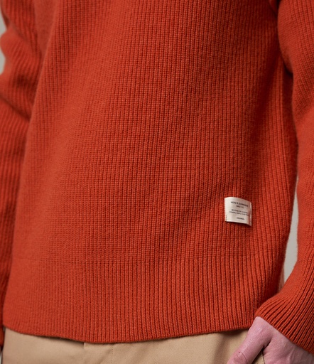 GOOD BASICS | LOCC02 men's crew pullover ribbed, merino cashmere blend, classic fit  29 rust