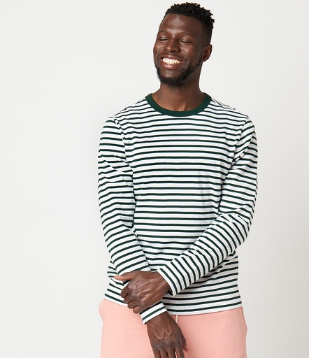 GOOD ORIGINALS | 2M18 men's long sleeve, 7,9oz, relaxed fit  41201 green/white