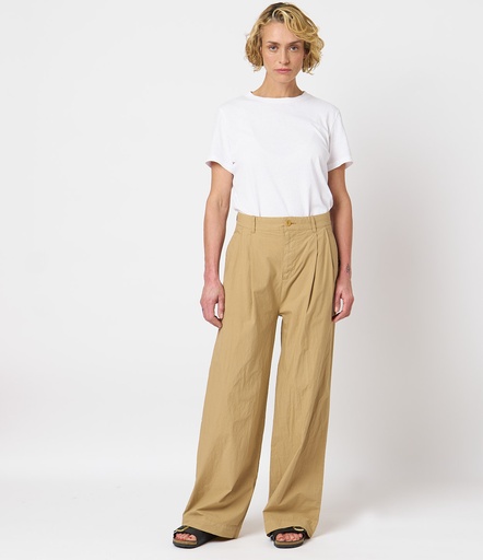 GOOD BASICS | PANTS04 women's wide pants, organic cotton poplin, 3,5oz/sq.yd., relaxed fit  16 khaki