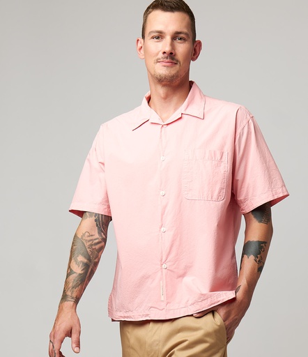 GOOD BASICS | SHIRT03 unisex bowling shirt, organic cotton poplin, 4,2oz, relaxed fit  331 peach