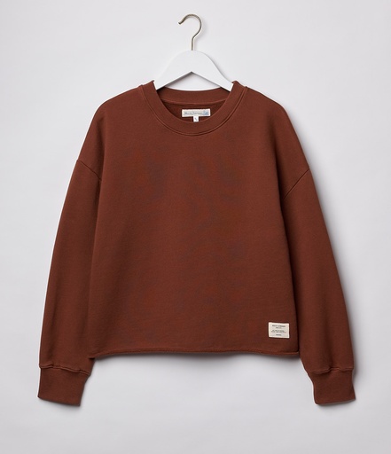 GOOD BASICS | EDGE01 women's sweatshirt, with open edge, 11oz/sq.yd., boxy oversized fit  15 chestnut