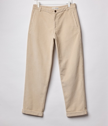 GOOD BASICS | PANTS02C organic cotton corduroy pants, wide stripes, 10,3oz/sq.yd., high waisted relaxed fit  02 nature