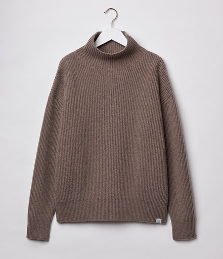 GOOD BASICS | WRIBT03 women's mock-neck pullover, merino cashmere blend, relaxed fit  06 grain