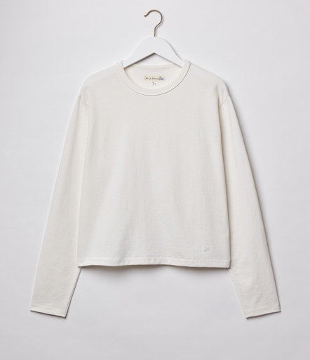 GOOD BASICS | WGHPLS01 longsleeve, organic and Giza cotton / hemp blend, 7,1oz/sq.yd., boxy cropped fit   01 white