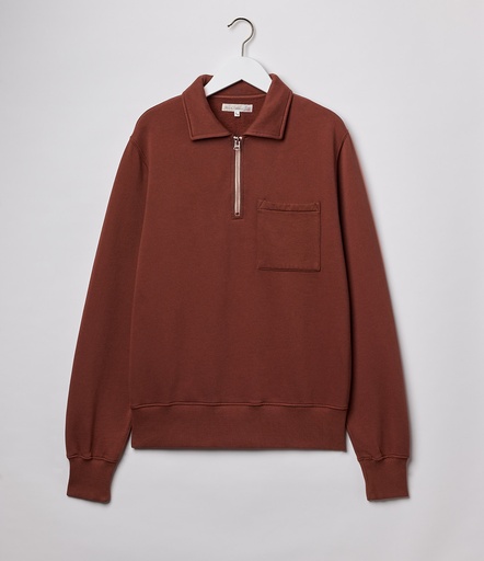 GOOD BASICS | ZIPC01 zip collar sweatshirt, 11oz/sq.yd., relaxed fit  15 chestnut