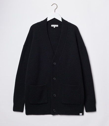 GOOD BASICS | LOCG01 cardigan, merino wool-cashmere blend, oversized fit  99 deep black