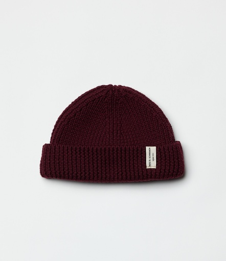 GOOD BASICS | MWBN02 sturdy beanie, ribbed structure, merino wool, short fit <br/> 506 burgundy