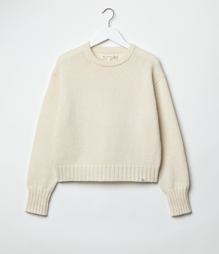 GOOD BASICS | WLOCC01 women's crew neck pullover, merino-cashmere blend, boxy cropped fit  02 nature