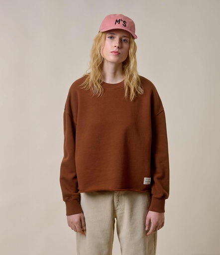 GOOD BASICS | EDGE01 women's sweatshirt, with open edge, 11oz/sq.yd., boxy oversized fit  15 chestnut