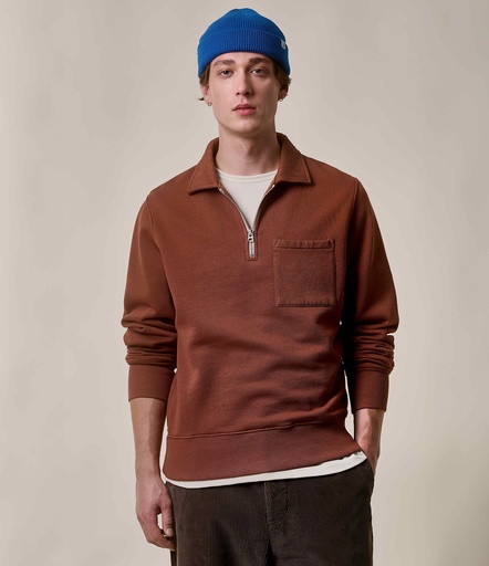 GOOD BASICS | ZIPC01 zip collar sweatshirt, 11oz/sq.yd., relaxed fit  15 chestnut