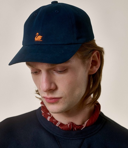 GOOD BASICS | CAP01 swan logo cap, organic cotton gabardine, low profile  68 night blue