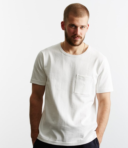 GOOD ORIGINALS | 215P men's crew neck T-shirt with pocket  01 white