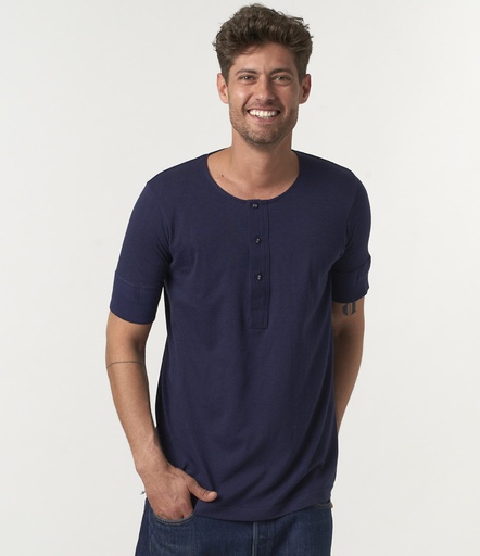 GOOD ORIGINALS | 103 men's loopwheeled henley, 5,5oz, classic fit  66 ink blue