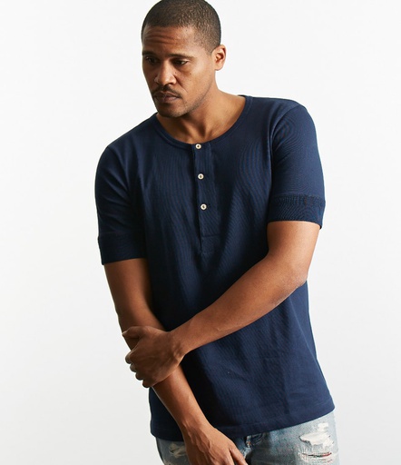 Loopwheeled Organic Cotton Henley | Merz b. Schwanen