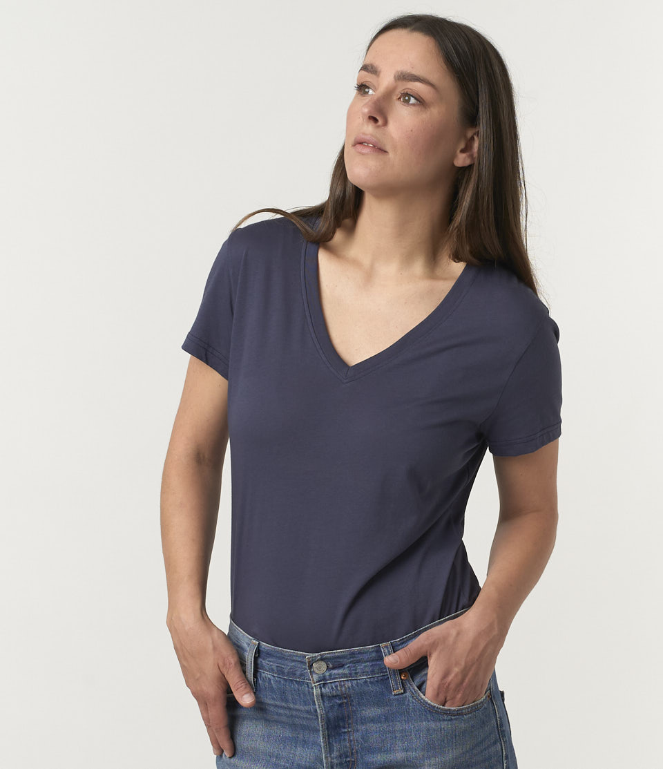 Time and Tru Women's Pima Cotton V-Neck T-Shirt, 2-Pack 