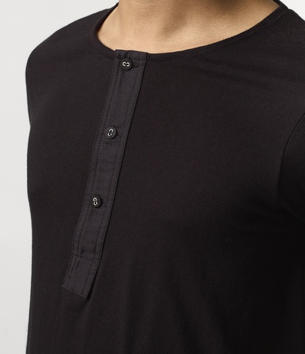 GOOD ORIGINALS | 103 men's loopwheeled henley, 5,5oz, classic fit  99 deep black