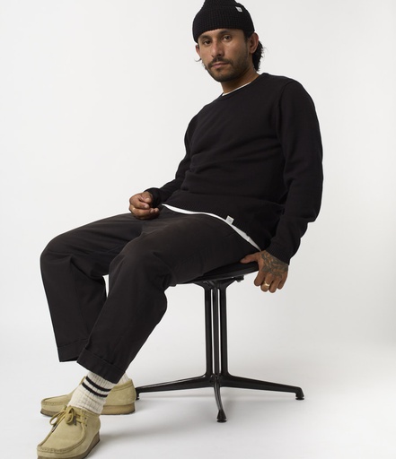 GOOD BASICS | MWRC01 men’s pullover, merino wool, relaxed fit  99 deep black